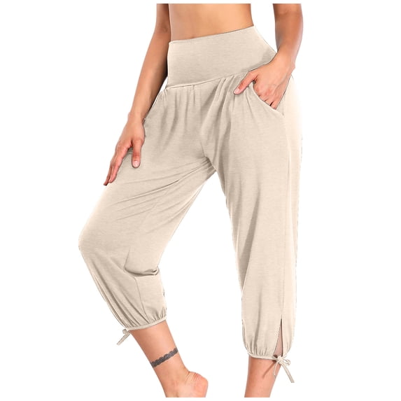 Posijego Capris for Women Summer Casual High Waist Drawstring Capri Sweatpants Workout Running Pants