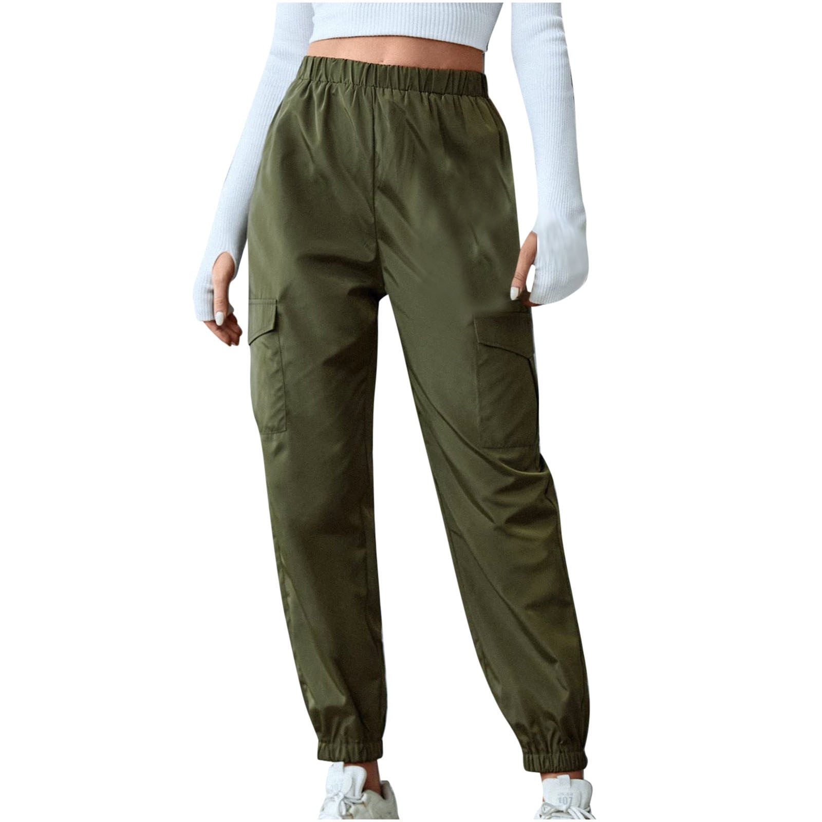 Posijego Cargo Sweatpants for Women Elastic Waist Cinch Bottom Jogger