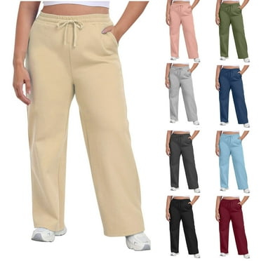 Posijego Women's Plus Size Sweatpants Wide Leg High Elastic Waist Cinch Bottom Sweat Pants Lounge Pants
