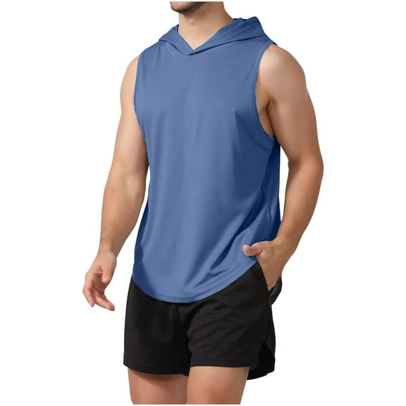 Posijego Casual Tank Tops for Men Hooded Sleeveless Shirts Lightweight Summer Athletic Workout Tank Tops for Men