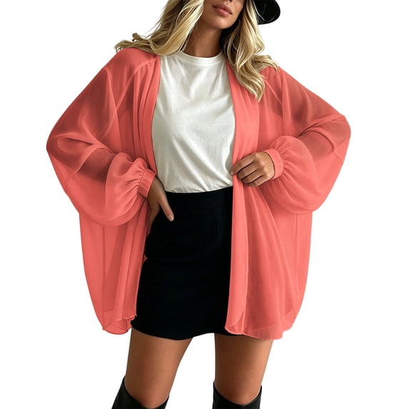 Posijego Chiffon Cardigans for Women Lightweight Cardigans See Through Long Sleeve Cover-ups Summer Beach Cardigan Jackets