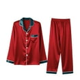 thumbnail image 1 of Posijego Christmas Pajama Sets for Men Silk Satin Button down Shirts Sleepwear Set Pants Pjs Loungewear, 1 of 4
