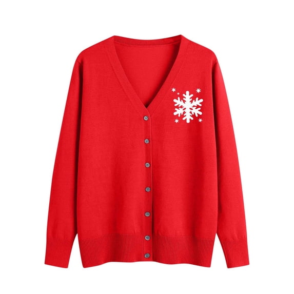 Posijego Christmas Sweater Cardigan for Women Button Closure Knit Long Sleeve Open Front Jackets