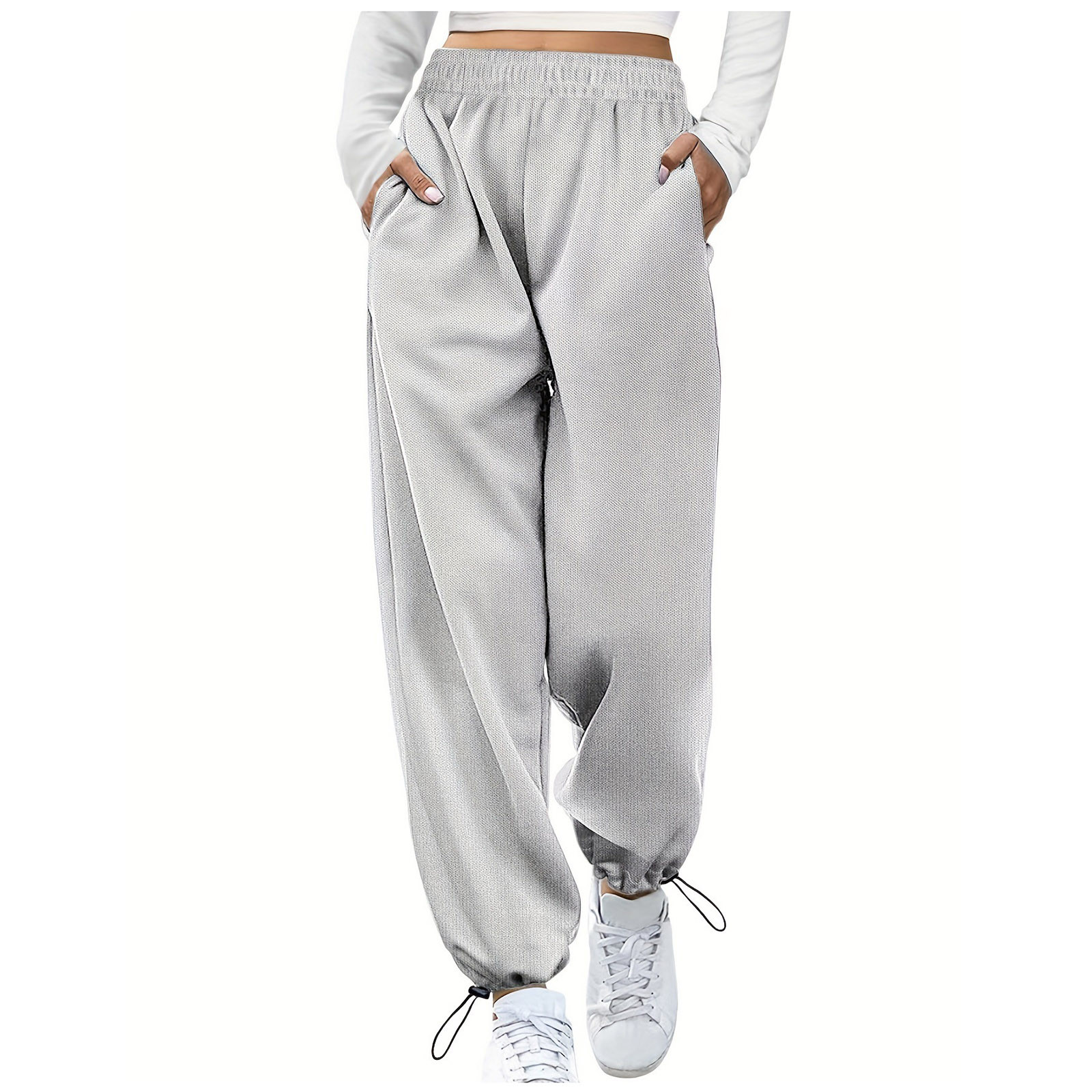 Posijego Cinch Bottom Sweatpants for Women Baggy High Waisted Plus Size