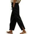 thumbnail image 1 of Posijego Womens Linen Pants Lightweight Casual Wide Leg Elastic Waist Lounge Pants for Women with Pockets, 1 of 6