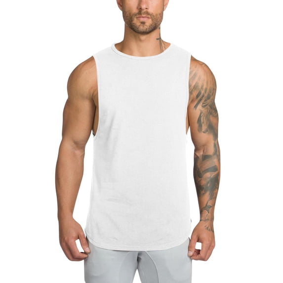 Posijego Cotton Tank Tops for Men Casual Basic Undershirts Stretchy Soft Tank Shirts Athletic Workout Running