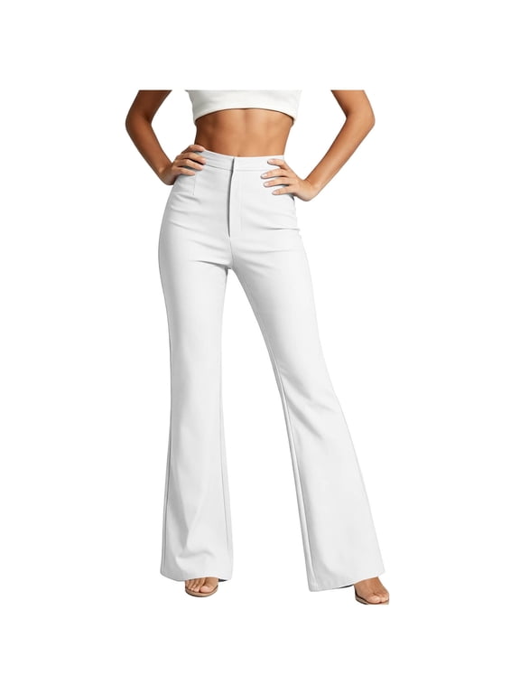 Flare Pants for Women High Waisted Pull on Dress Pants Summer Casual Bell Bottoms Womens Work Trousers