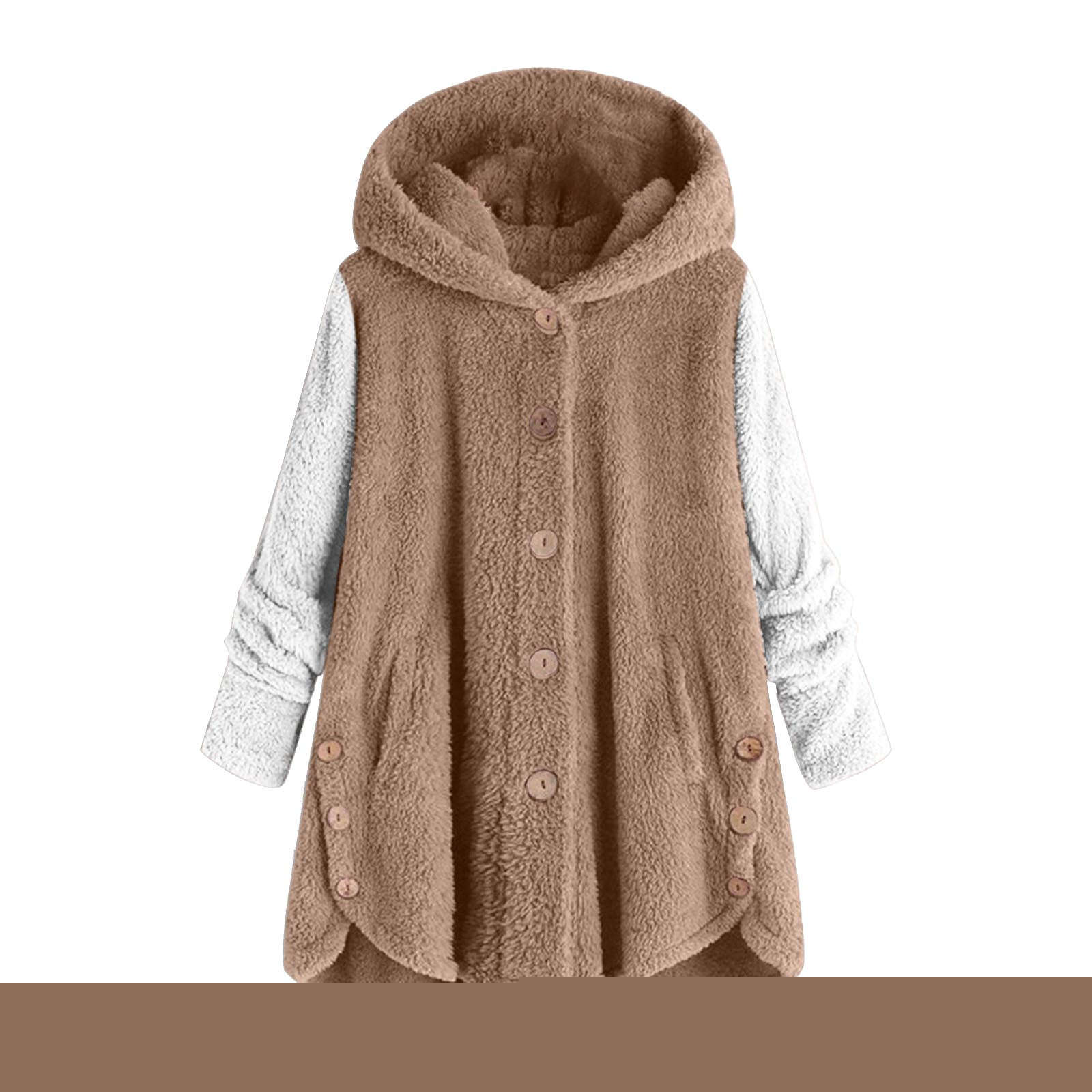 Posijego Fleece Jackets for Women Plus Size Long Sleeve Button down Hooded Coats Soft Fuzzy Outerwear