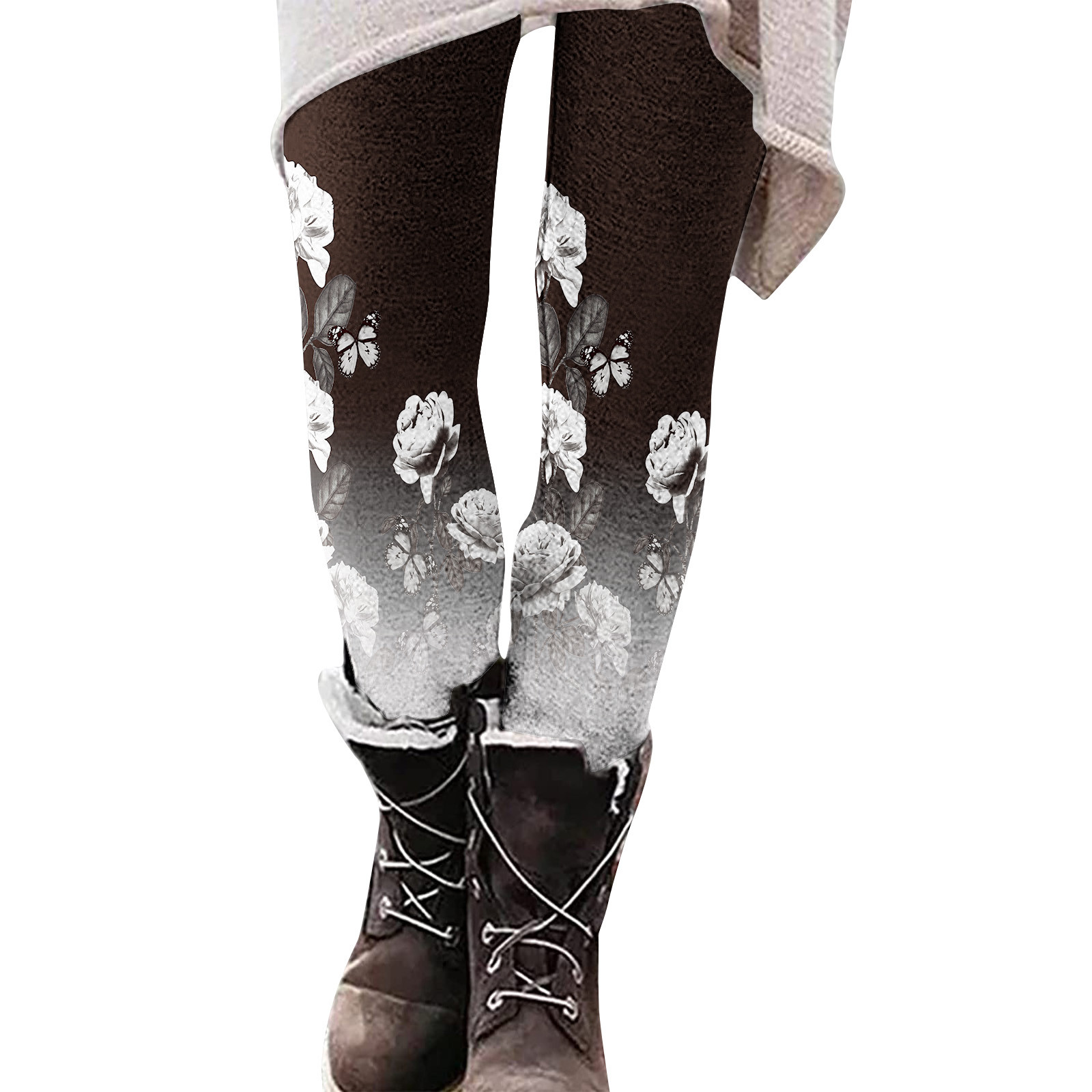 Posijego Floral Leggings for Women Fleece Lined Thick Bootcut Tights