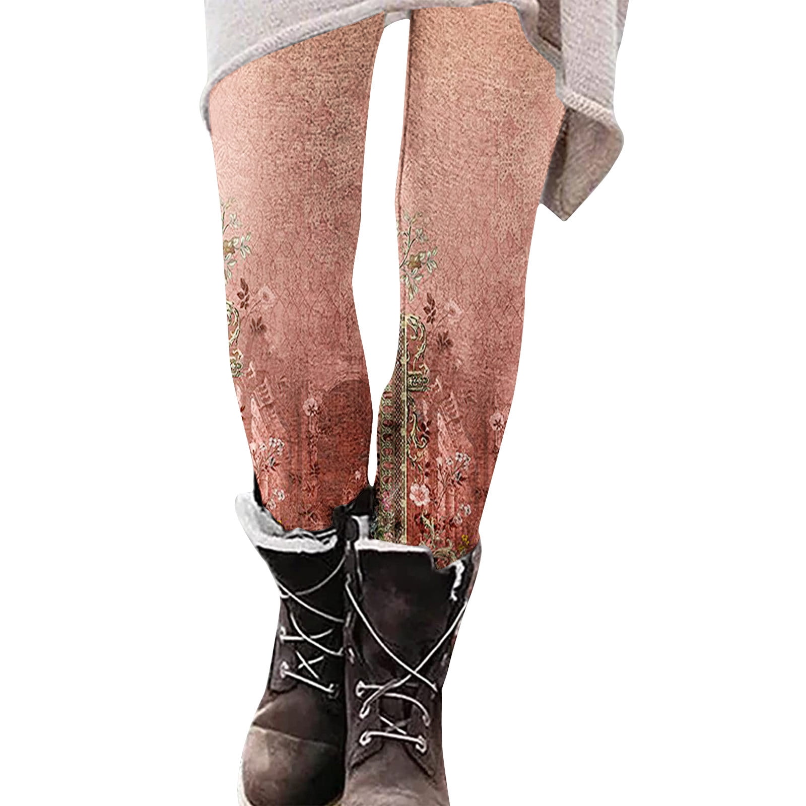 Posijego Floral Leggings for Women Fleece Lined Thick Bootcut Tights