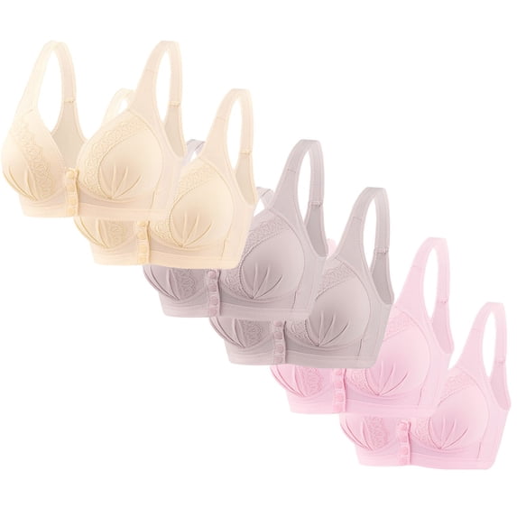 Posijego Front Closure Bra for Women 6 Pack No Underwire Breathable Everyday Bra Women's Wireless Comfort Bras