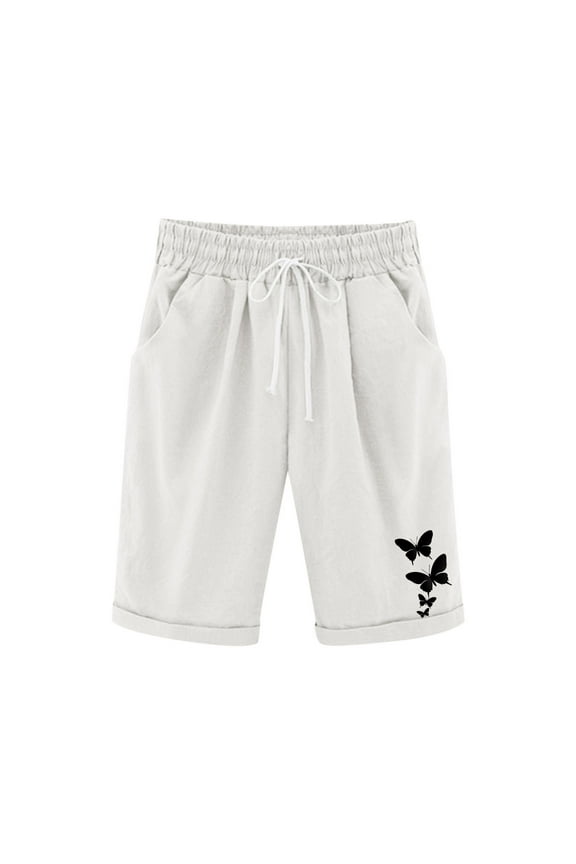 Girls Bermuda Shorts Butterfly Printed Summer Causal Shorts Kids Knee Length Comfy Shorts 3-13T