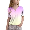 thumbnail image 1 of Posijego Girls Blouses V Neck Button Short Sleeve Shirt Kids Summer Casual Dressy Tunic Tops 3-14 Years, 1 of 5