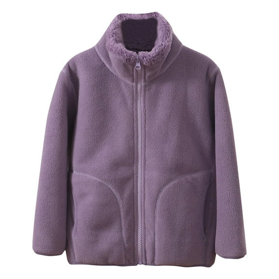 Posijego Girls Boys Fleece Jacket Full Zipper Fuzzy Coat Padded Warm Sherpa Winter Outerwear with Pockets 3-14T