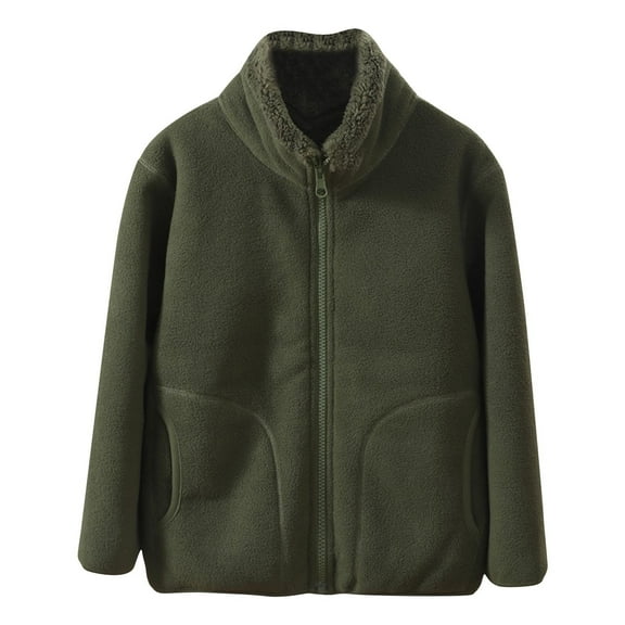 Posijego Girls Boys Fleece Jacket Full Zipper Fuzzy Coat Padded Warm Sherpa Winter Outerwear with Pockets 3-14T
