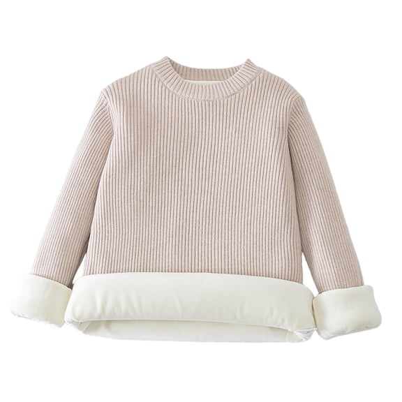 Posijego Girls Boys Fleece Lined Sweaters Long Sleeve Knit Warm Winter Thick Pullover Sweater for Kids