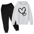 thumbnail image 1 of Posijego Girls Boys Heart Print Sweatsuit Sets 2 Piece Outfits Hoodie Sweatpants Set Activewear Little Boys Girls, 1 of 2