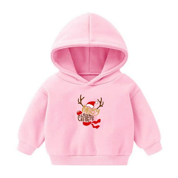 Posijego Girls Boys Sweatshirt Merry Christmas Print Long Sleeve Hoodie Kids Casual Pullover Fall Winter Clothing