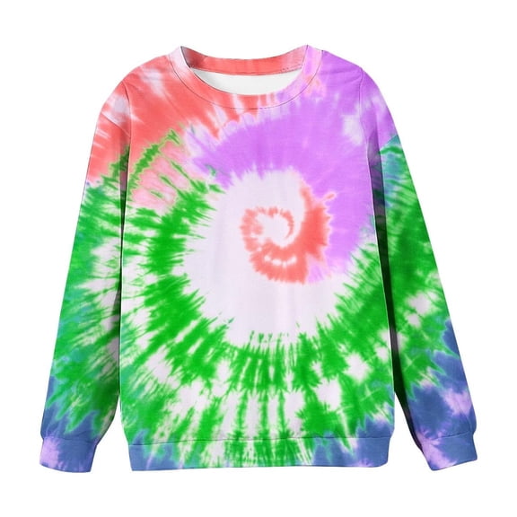 Posijego Girls Boys Tie-Dye Sweatshirt Long Sleeve Pullover Spring Trendy Sweatshirts Tops for Toddlers Kids