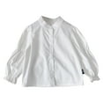 thumbnail image 1 of Posijego Girls Button down Blouse Puff Long Sleeve Dress Shirt Solid Color Casual Formal Tops Little Girl, 1 of 7
