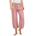thumbnail image 1 of Posijego Girls Capri Pants Cotton Linen Wide Leg Cropped Trousers Drawstring Lounge Pants with Pockets, 1 of 6