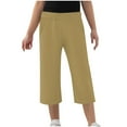 thumbnail image 1 of Posijego Girls Capri Pants Straight Leg High Waisted Cropped Trousers Solid Color Casual Long Pants with Pockets, 1 of 6