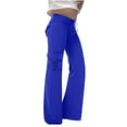 thumbnail image 1 of Posijego Girls Cargo Sweatpants Drawstring High Waist Yoga Wide Leg Pants Casual Lounge Pants Multi Pockets, 1 of 6