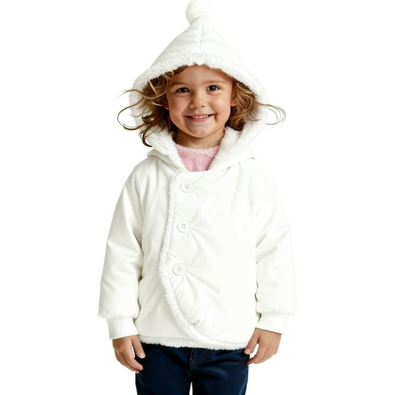 Posijego Girls Christmas Jackets Fleece Lined Long Sleeve Hooded Little Girl Fuzzy Warm Winter Outerwear