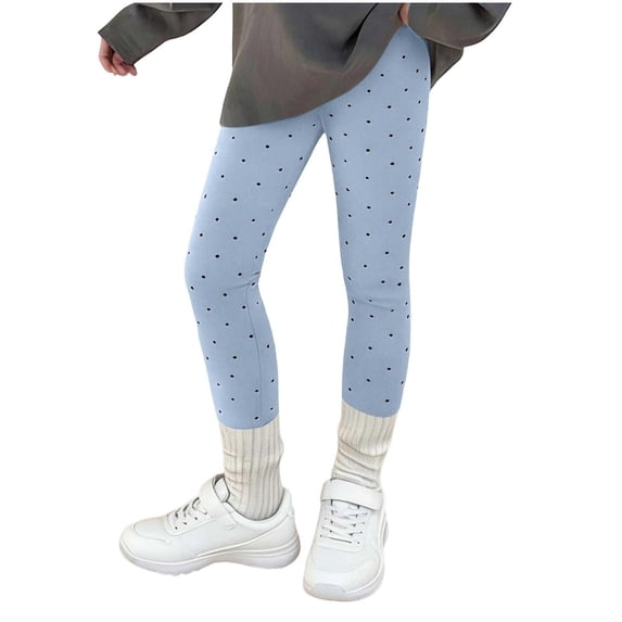 Posijego Girls Cotton Leggings Polka Dot Print Yoga Dance Leggings Slim Leg Stretch Tight Ankle Length Pants for Little Girls