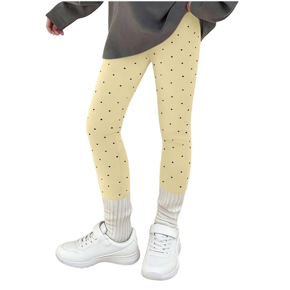 Posijego Girls Cotton Leggings Polka Dot Print Yoga Dance Leggings Slim Leg Stretch Tight Ankle Length Pants for Little Girls