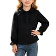 thumbnail image 1 of Posijego Girls Dress Shirts Ruffled Button down Long Sleeve Shirts School Uniform Tops Collared Formal Shirts 2-13 Years, 1 of 9