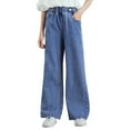 thumbnail image 1 of Posijego Girls Elastic Waist Jeans Casual Wide Leg Denim Pants Baggy Long Jean Trousers Little Big Teens, 1 of 4