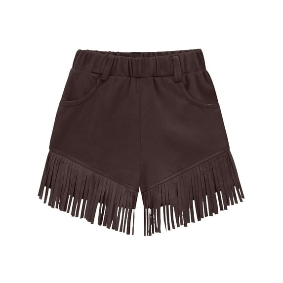 Posijego Girls Fringe Shorts Boho Vintage Shorts High Waist Vacation Summer Shorts with Pockets