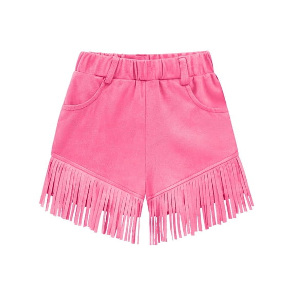 Posijego Girls Fringe Shorts Boho Vintage Shorts High Waist Vacation Summer Shorts with Pockets
