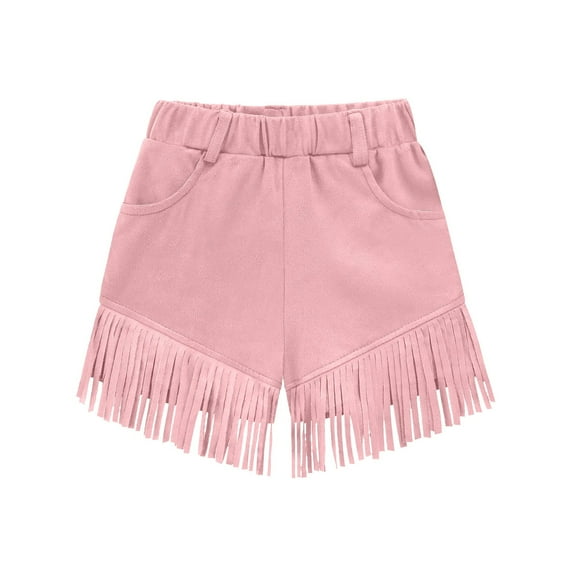 Posijego Girls Fringe Shorts Boho Vintage Shorts High Waist Vacation Summer Shorts with Pockets