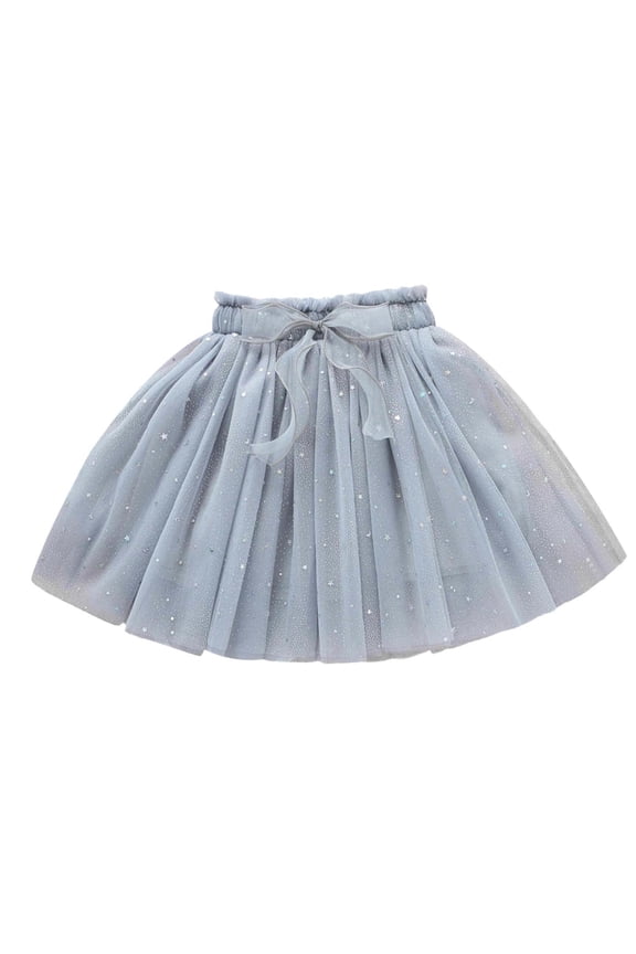 Girls High Waist Tulle Skirts Glitter Sequins a Line Mesh Skirts Birthday Party Dance Performance Size 2-12 Years
