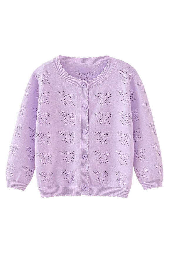 Girls Kids Cardigan Sweaters Long Sleeve Button down Knit Cardigans Hollow out Casual Sweater