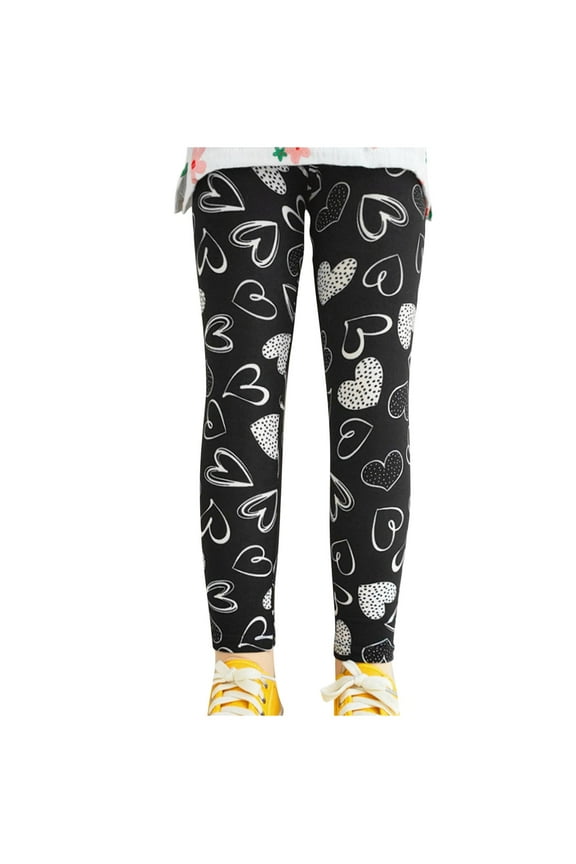 Girls Leggings Yoga Pants Heart Printed Stretch Leggings Ankle Length Tight Pants 2-10 Years