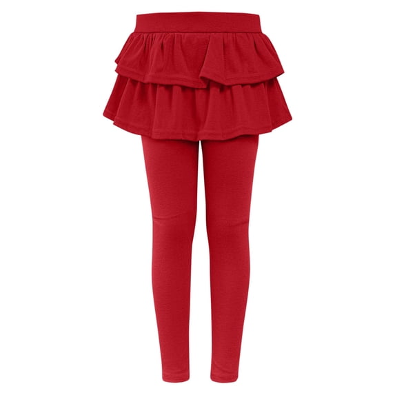 Posijego Girls Leggings with Skirt School Uniforms Pants High Waisted Cotton Leggings Tight Pants for Kids Girls