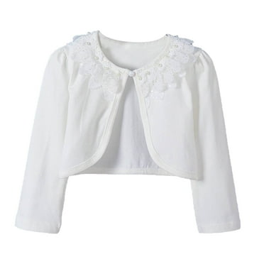 Posijego Girls Long Sleeve Button Up Cardigan Solid Color Cute Little Girl Cropped Cardigan Fall Winter Tops