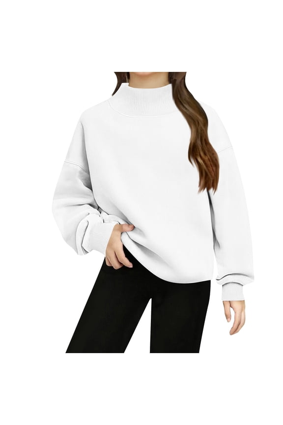 Girls Mock Turtleneck Sweatshirts Athletic Pullover Lightweight Loose Sweatshirt for Big Girls