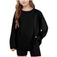 thumbnail image 1 of Posijego Girls Oversized T-Shirts Long Sleeve Shirts Basic Tee Loose Casual Athletic Shirts Solid Color Lightweight Tops, 1 of 9