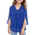 thumbnail image 1 of Posijego Girls Party Tops 3/4 Length Sleeve Shirts Sparkly Glitter Evening Party Formal Casual Blouses 3-14 Years, 1 of 4