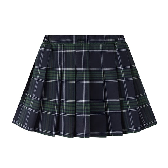 Posijego Girls Plaid Pleated Skirts with Shorts Liner High Waisted Student School Uniform Skirts Size 9-16 Years