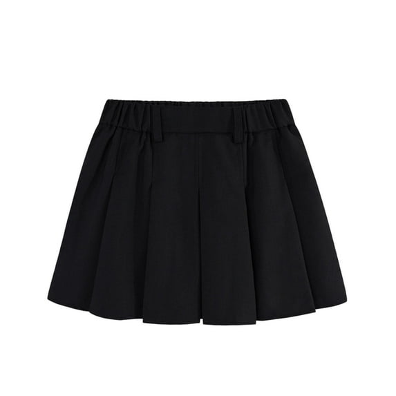Posijego Girls Pleated Skirts School Uniform Skirt with Lined Elastic Waistband Mini Formal Short Skirts Solid Color