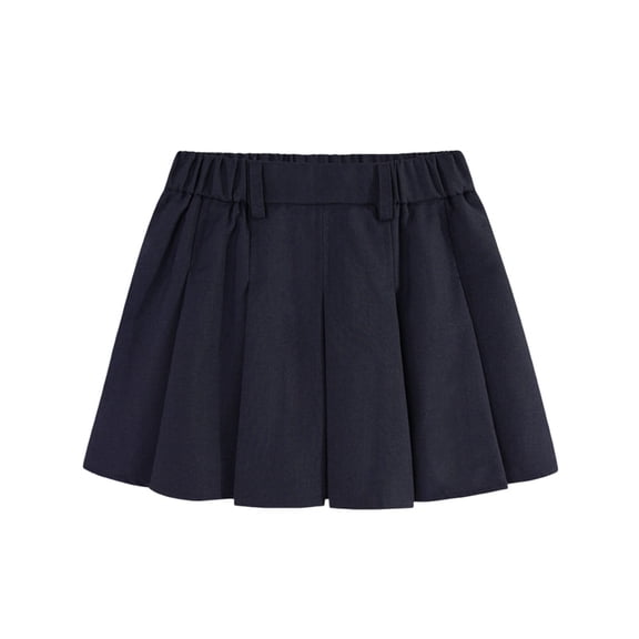 Posijego Girls Pleated Skirts School Uniform Skirt with Lined Elastic Waistband Mini Formal Short Skirts Solid Color