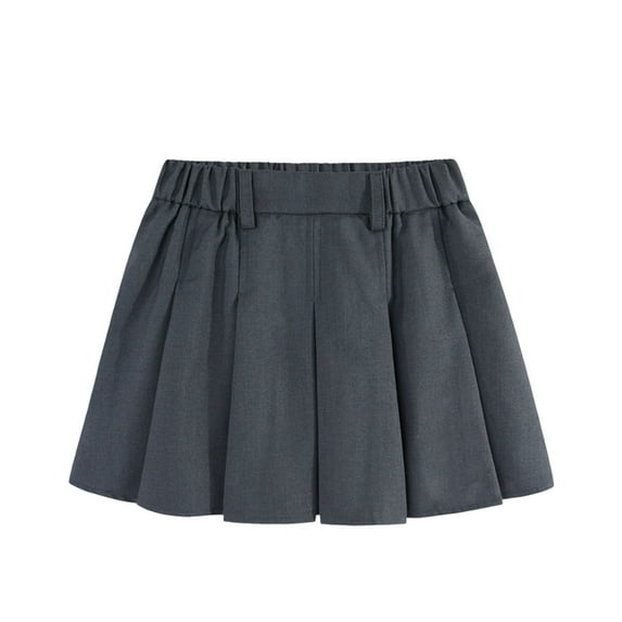Posijego Girls Pleated Skirts School Uniform Skirt with Lined Elastic Waistband Mini Formal Short Skirts Solid Color
