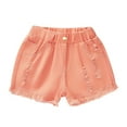 thumbnail image 1 of Posijego Girls' Ripped Jean Shorts High Elastic Waist Denim Shorts Solid Color Straight Leg Short Jeans with Pockets, 1 of 5