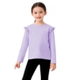 thumbnail image 1 of Posijego Girls Ruffle Long Sleeve Blouses Cotton T-Shirts Kids Crew Neck Solid Color Casual Plain Basic Shirts, 1 of 4