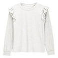 thumbnail image 1 of Posijego Girls Ruffle Long Sleeve Shirt Round Neck T-Shirts for Girls Size 4-12 Years Little Girls Spring Clothes, 1 of 7